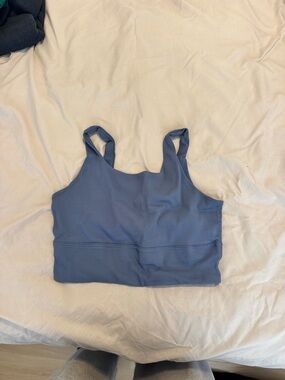 Nike Ribbed Crop Sports Bra - Dusty Blue